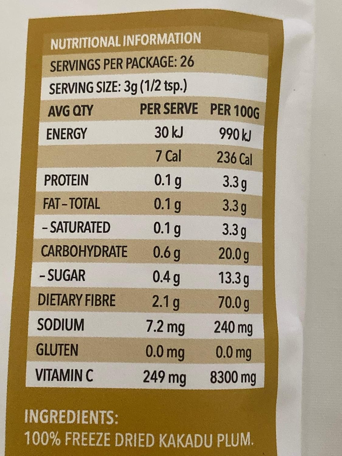 Kakadu Plum Freeze Dried Powder | 100% Natural Vitamin C Food Supplement | 80g - görsel 2