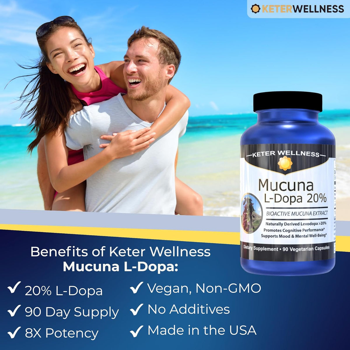 Mucuna Pruriens 20% L-Dopa – Standardised Velvet Bean Extract – Vegan, Non-GMO, 90 Capsules - görsel 2