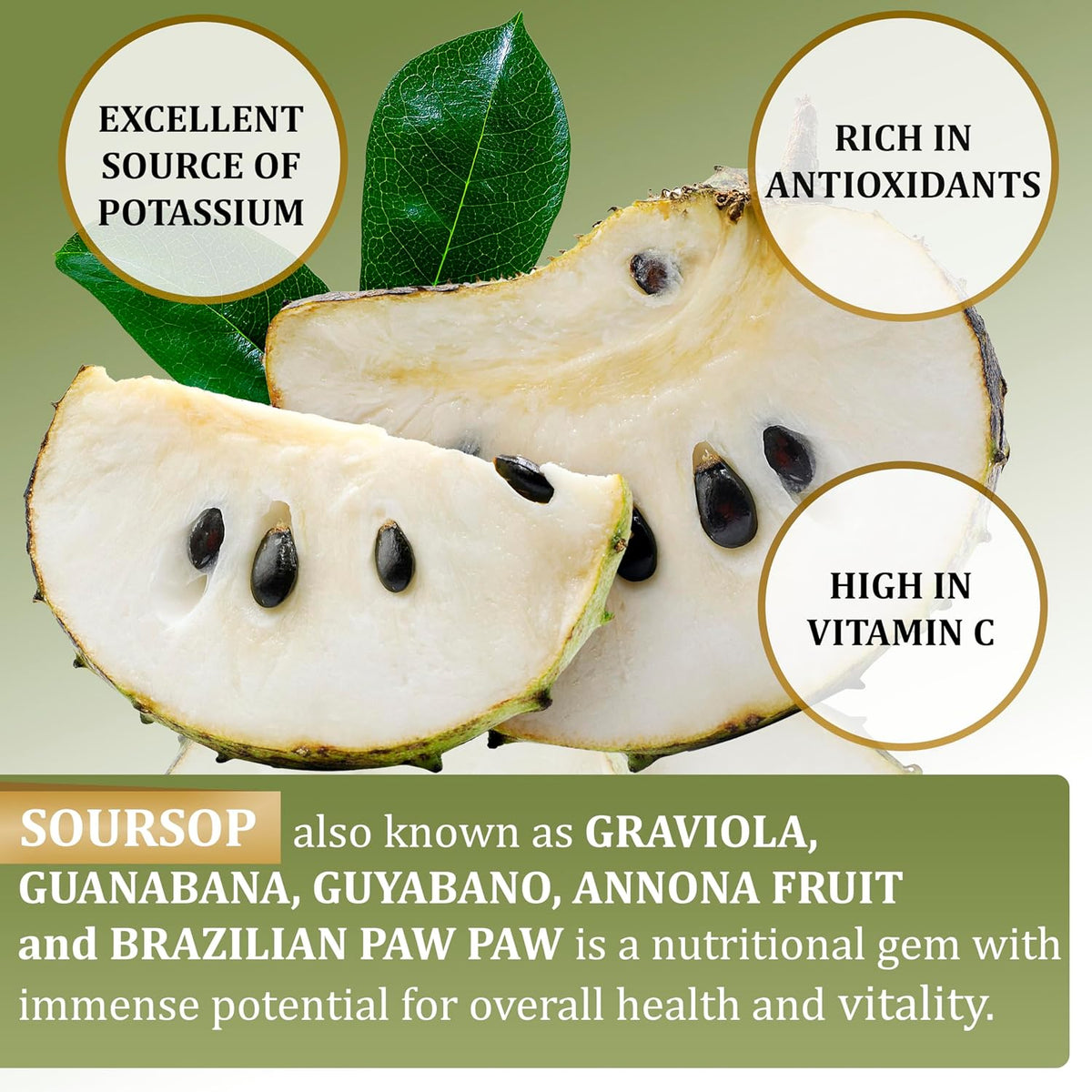 Soursop Leaves & Fruit Gummies – Sugar-Free Graviola Supplement – 3000mg – 60 Gummies - görsel 3