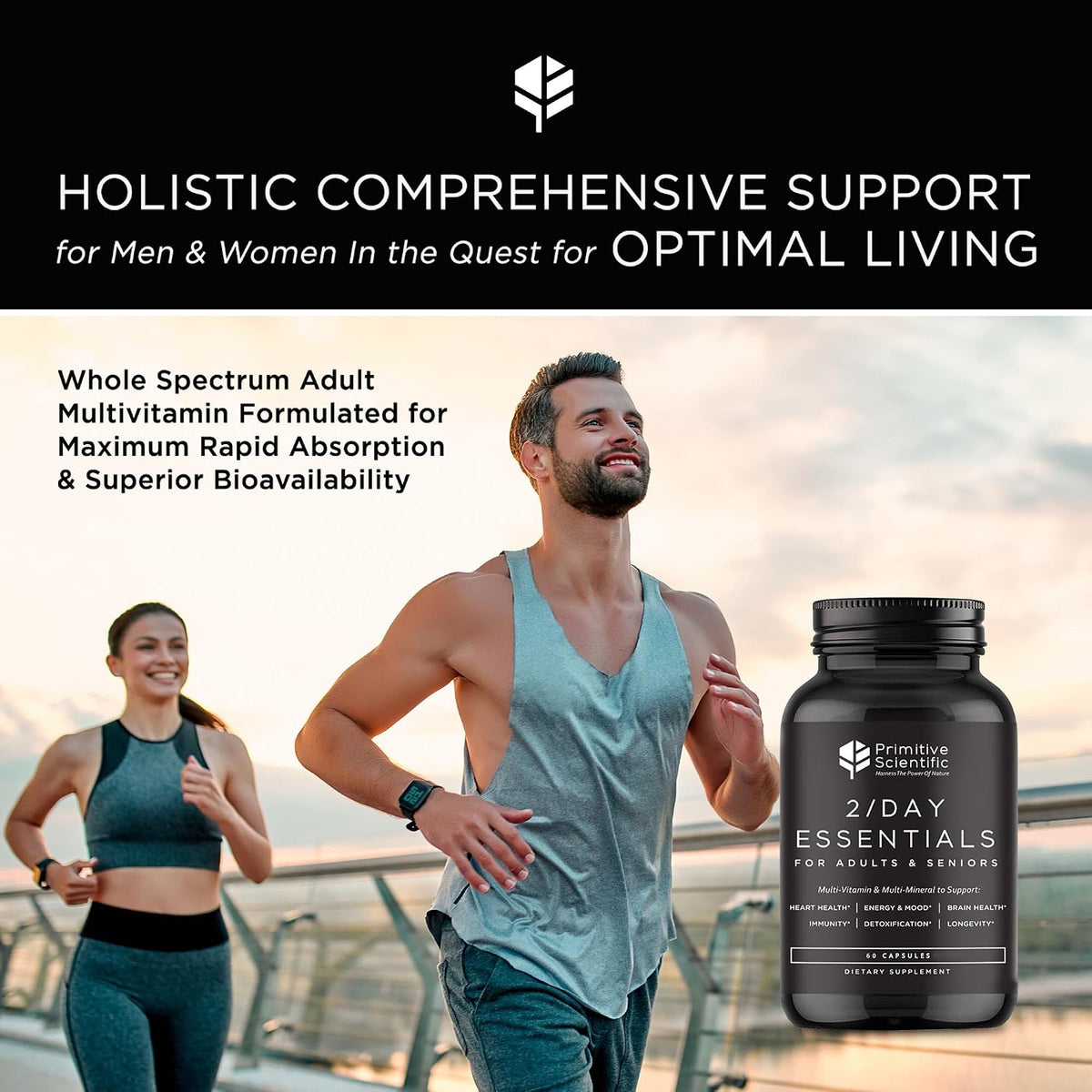 Primitive Scientific Whole Food Daily Essential Multivitamins for Adults and Seniors - 60 Capsules - görsel 3