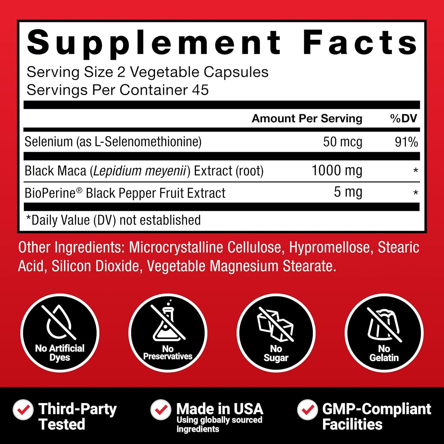 Force Factor Black Maca Root Supplement for Men, 1000mg with BioPerine, 90 Capsules - görsel 6
