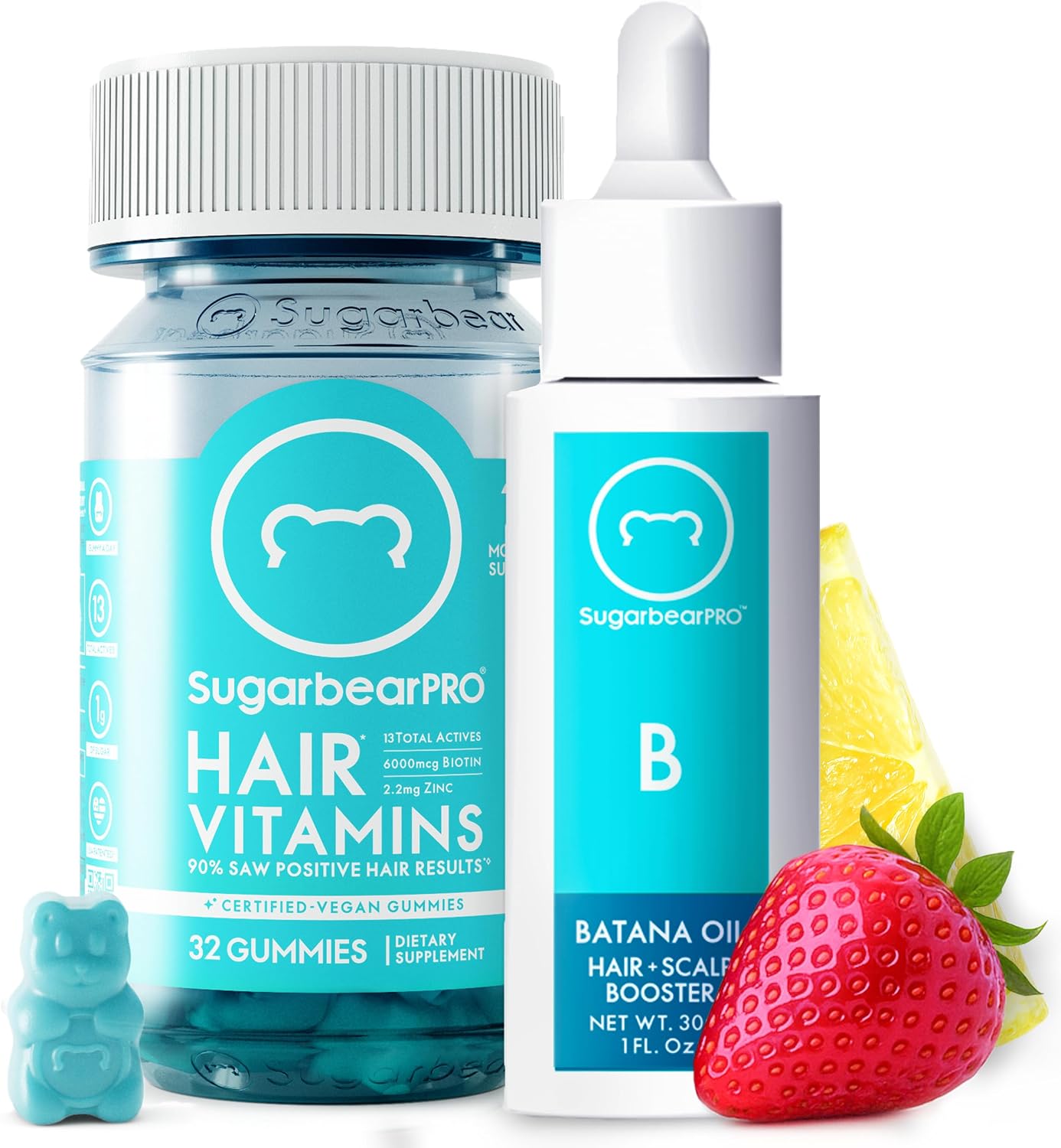 SugarbearPRO Hair Vitamin Gummy, Extra Strength Biotin 6000mcg, 14-Day Supply - görsel 8