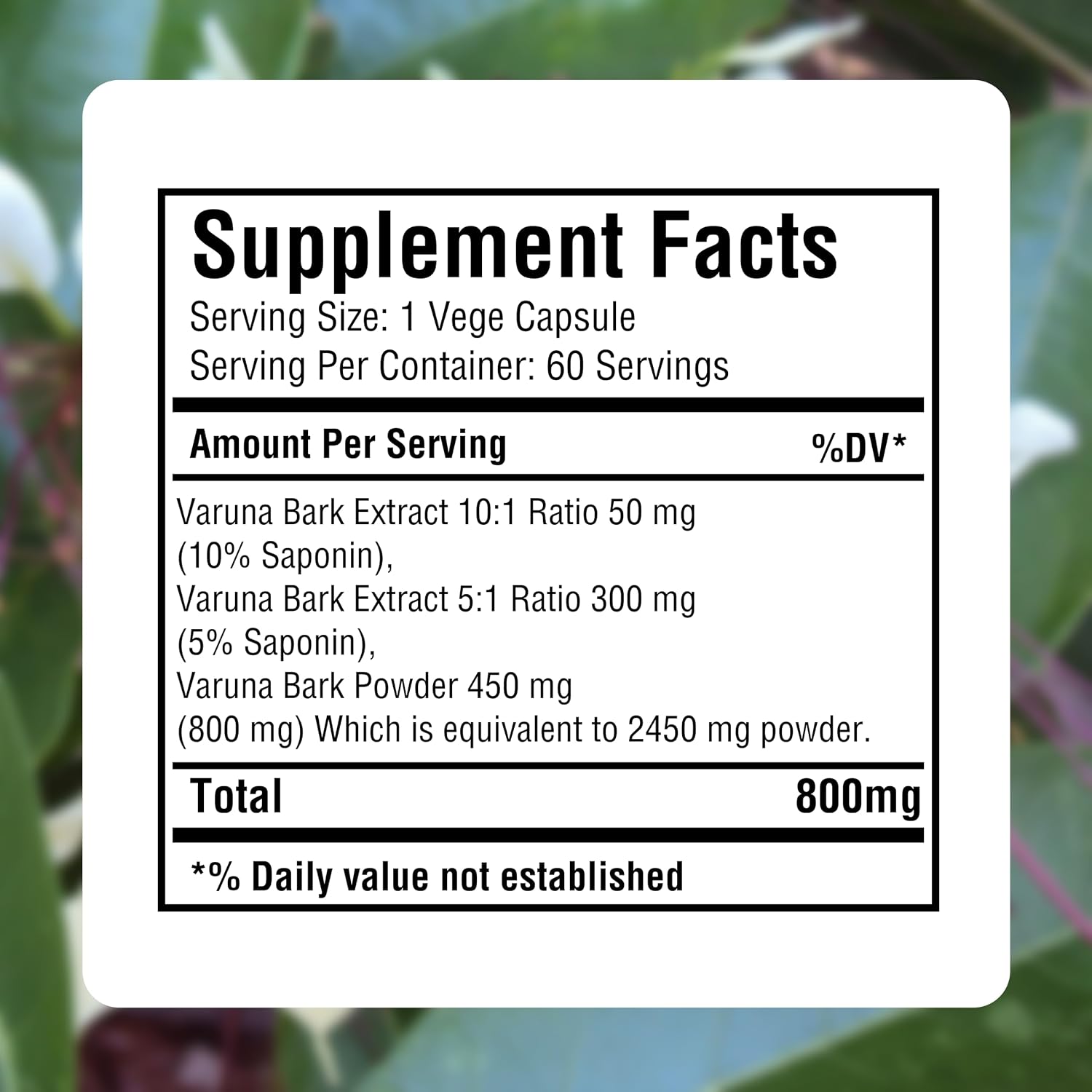 Varuna Nurvala Extract Capsules – Vegan & Gluten-free Bladder & Kidney Support, 800 mg (60 Capsules) - görsel 6
