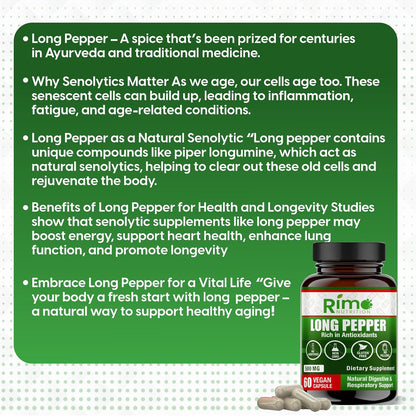 Long Pepper 60 Vegan Capsules – with Piperlongumine (500mg)