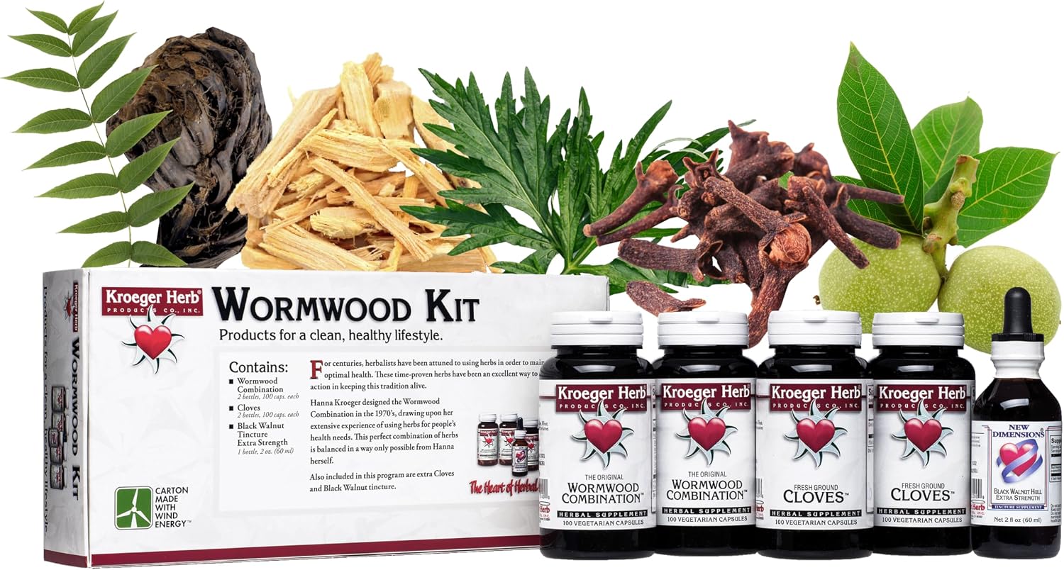 Wormwood Herb Supplement Kit - Black Walnut, Clove, Quassia - Herbal Detox Cleanse Capsules - görsel 1