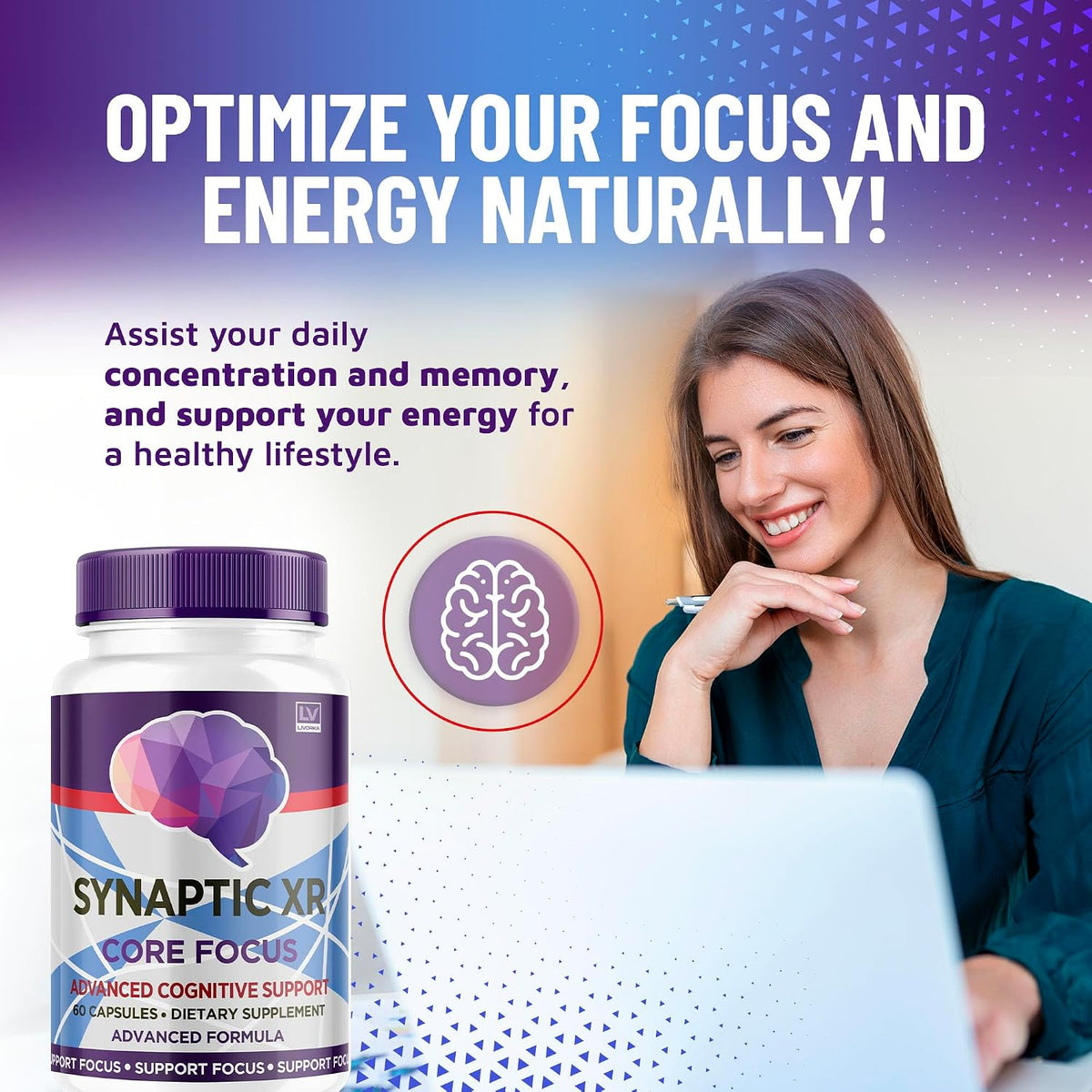 Synaptic XR Capsules (2 Pack) – Brain Focus Supplement by LIVORKA - görsel 2