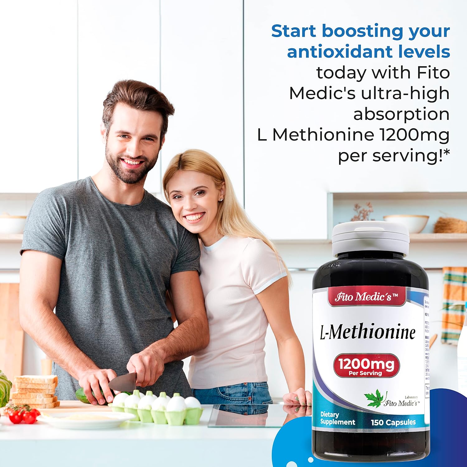 FITO MEDIC'S Lab - Methionine, L-Methionine 1200mg | 150 Capsules - görsel 3