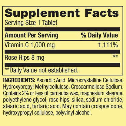 Vitamin C 1000mg with Rose Hips Tablets, 250 Count