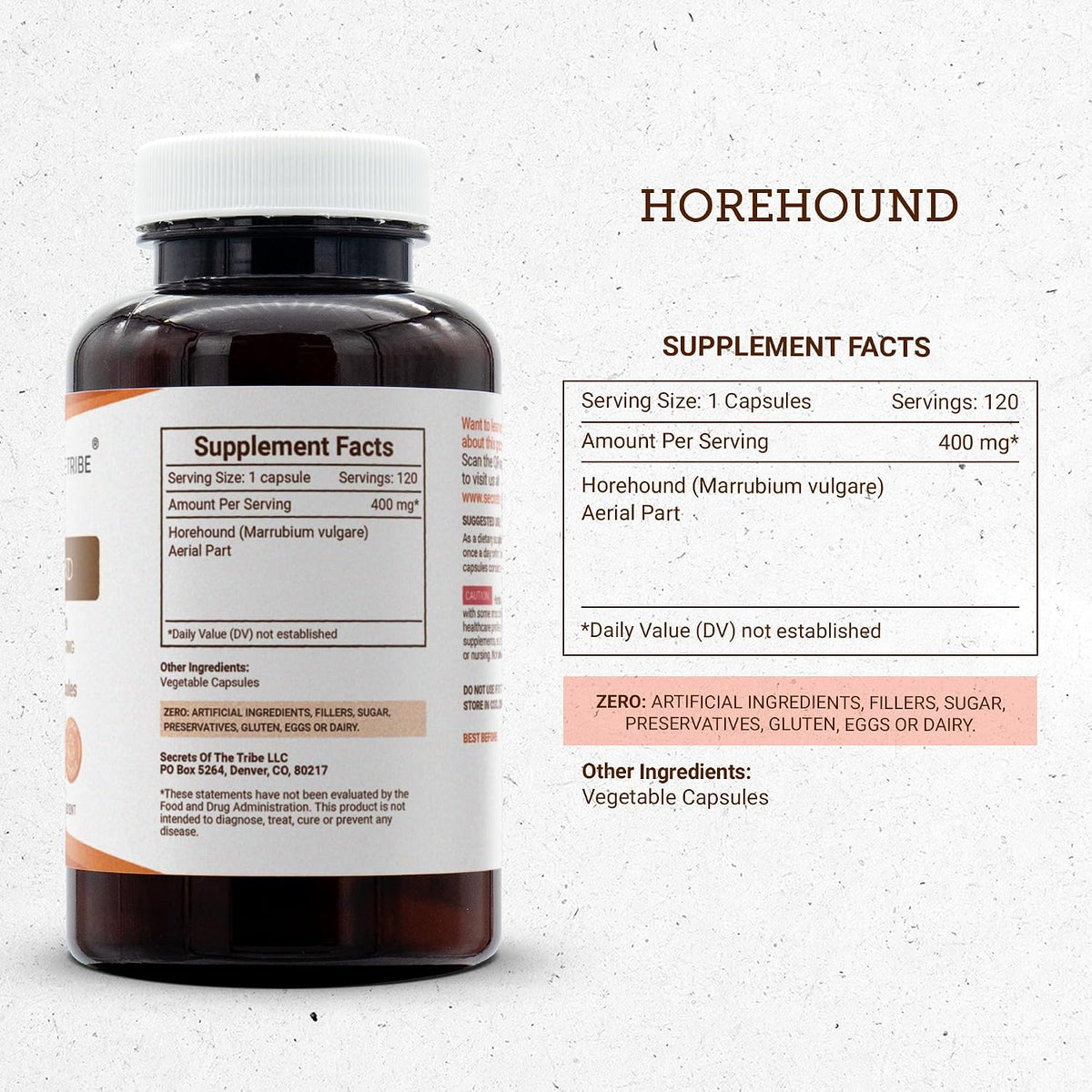 Secrets of the Tribe Horehound (Marrubium vulgare) 120 Capsules, 400 mg - görsel 3