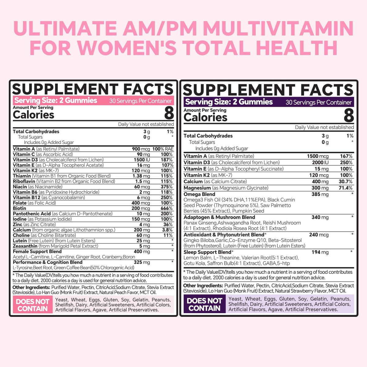 VEETAGYO Multivitamin for Women AM & PM – Sugar-Free, Vegan, 120 Gummies - görsel 2