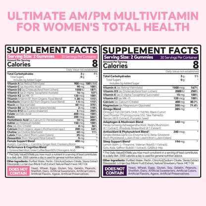 VEETAGYO Multivitamin for Women AM & PM – Sugar-Free, Vegan, 120 Gummies