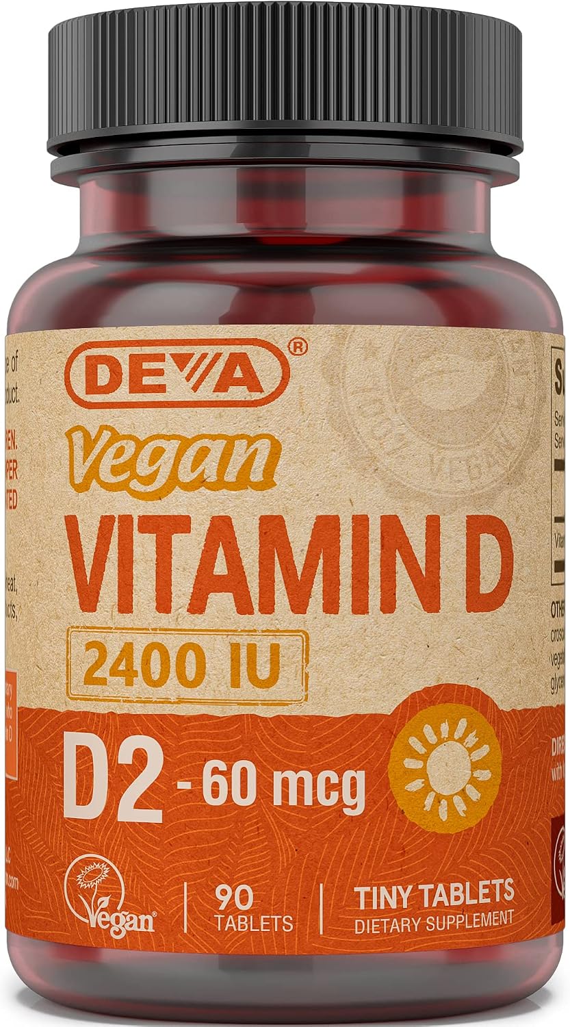 Deva Vegan Vitamin D2 60 µg (2400 IU) Ergocalciferol Supplement, 90 Tablets - görsel 1