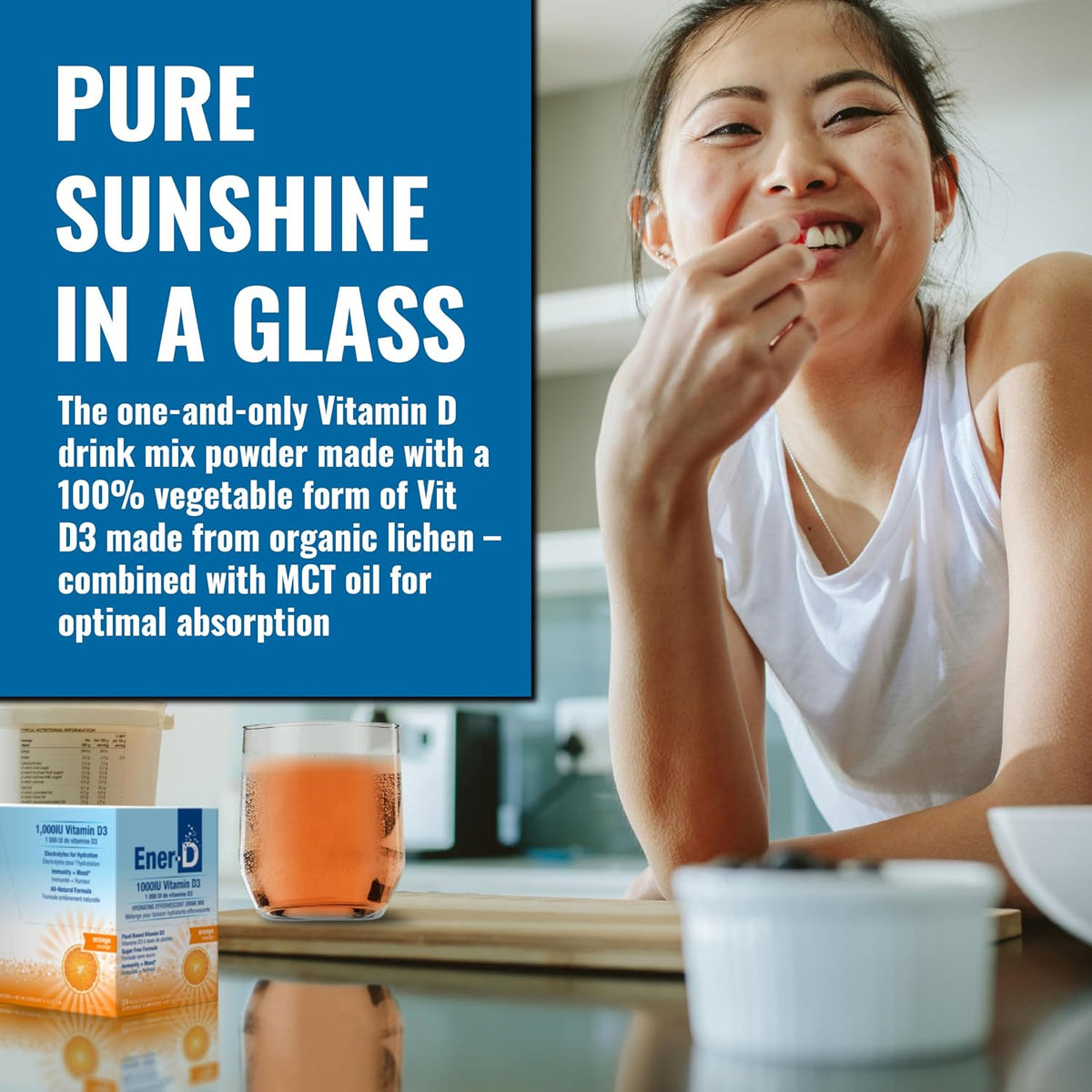 Ener-C Sugar Free Vitamin C 1000mg & Ener D Vitamin D3 Orange Multivitamin Drink Powder Bundle (60 Servings) - görsel 5