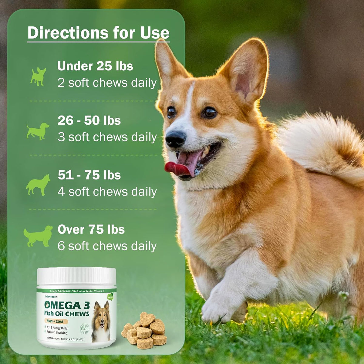 Dog Allergy Relief Chews - Omega-3 Fish Oil – Krill Oil: Rich in EPA and DHA with enhanced absorption. – Image 6