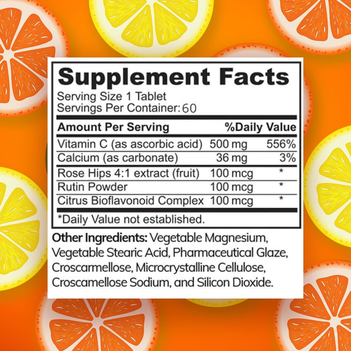 Zaytun Halal Vitamin C 500mg with Rose Hips & Bioflavonoids - Vegetarian, Gluten-Free - 60 Tablets (2-Month Supply) - görsel 2