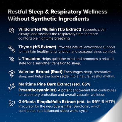 BREATHE PM Nighttime 6-in-1 Mullein Capsules for Lung Support (60 Capsules)