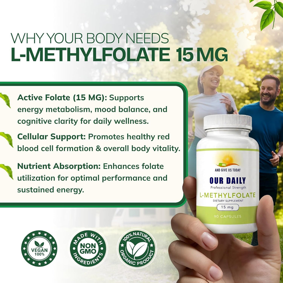 Our Daily Vites L-Methylfolate 15mg – Active 5-MTHF Methylated Folate Supplement, 90 Capsules - görsel 5