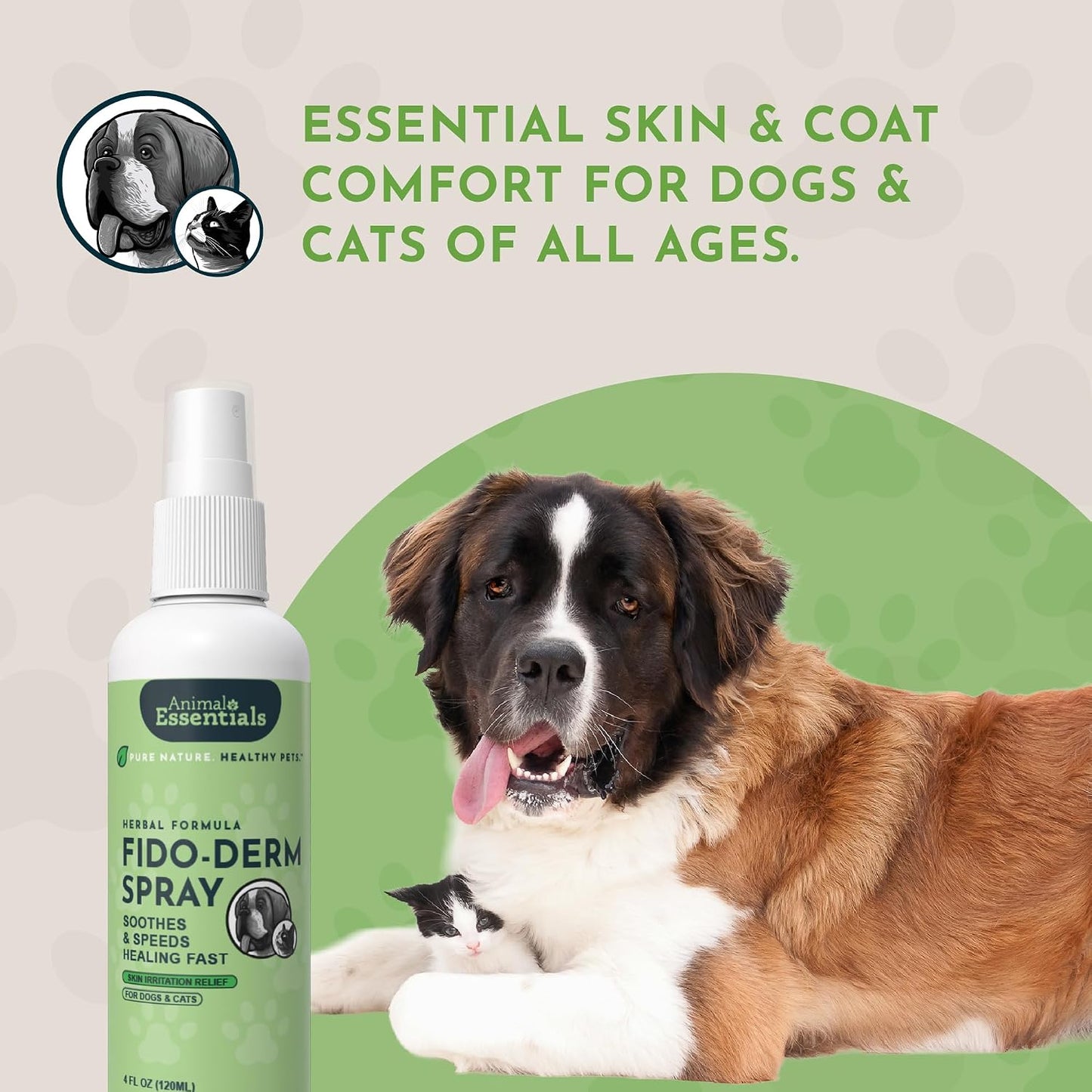 Animal Essentials Fido-Derm Herbal Skin Spray for Dogs, Cats & Horses – Natural Itch Relief and Hot Spot Care, 118 ml - görsel 8
