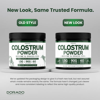 Colostrum Supplement Powder 90g (60 Servings of 1.5g Pure Bovine Colostrum Std. to Contain 20% IgG Immunoglobulins) Grass Fed Powder - No Fillers, Third-party Tested, Unflavoured & Non-GMO