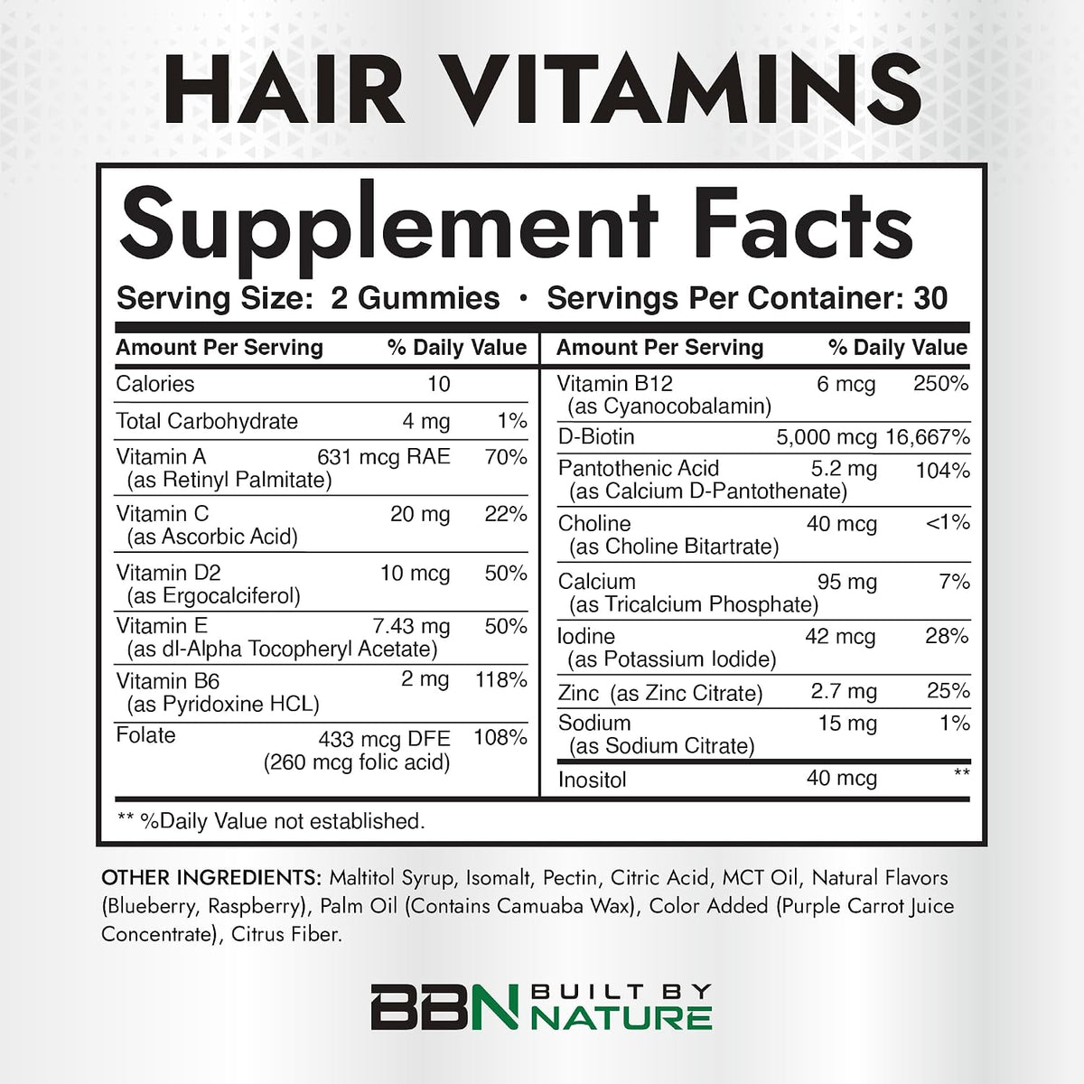 Built by Nature Hair, Skin and Nails Gummies for Women, 60 Gummies - görsel 2
