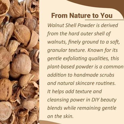 Natural Walnut Shell Powder with Resealable Zip Lock Pouch - No Silica or Artificial Additives for Homemade Natural Scrub, 227g