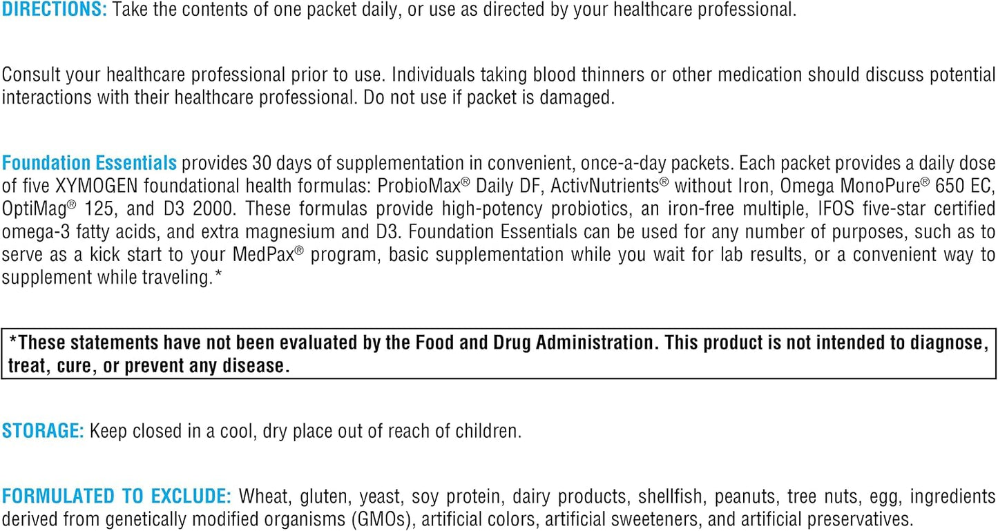 XYMOGEN Foundation Essentials - Daily Supplement Packets for Overall Health - Fish Oil, Magnesium & Probiotics - Travel-Friendly - Gluten-Free & Non-GM - 30 Packets - görsel 4