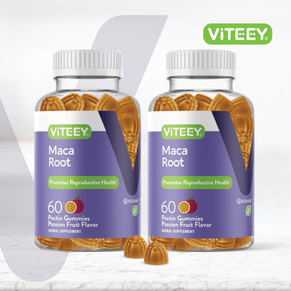 Viteey Black Maca Root Gummies - Drive, Passion & Energy Support for Men & Women - Vegan, Gluten-free - 120 Count