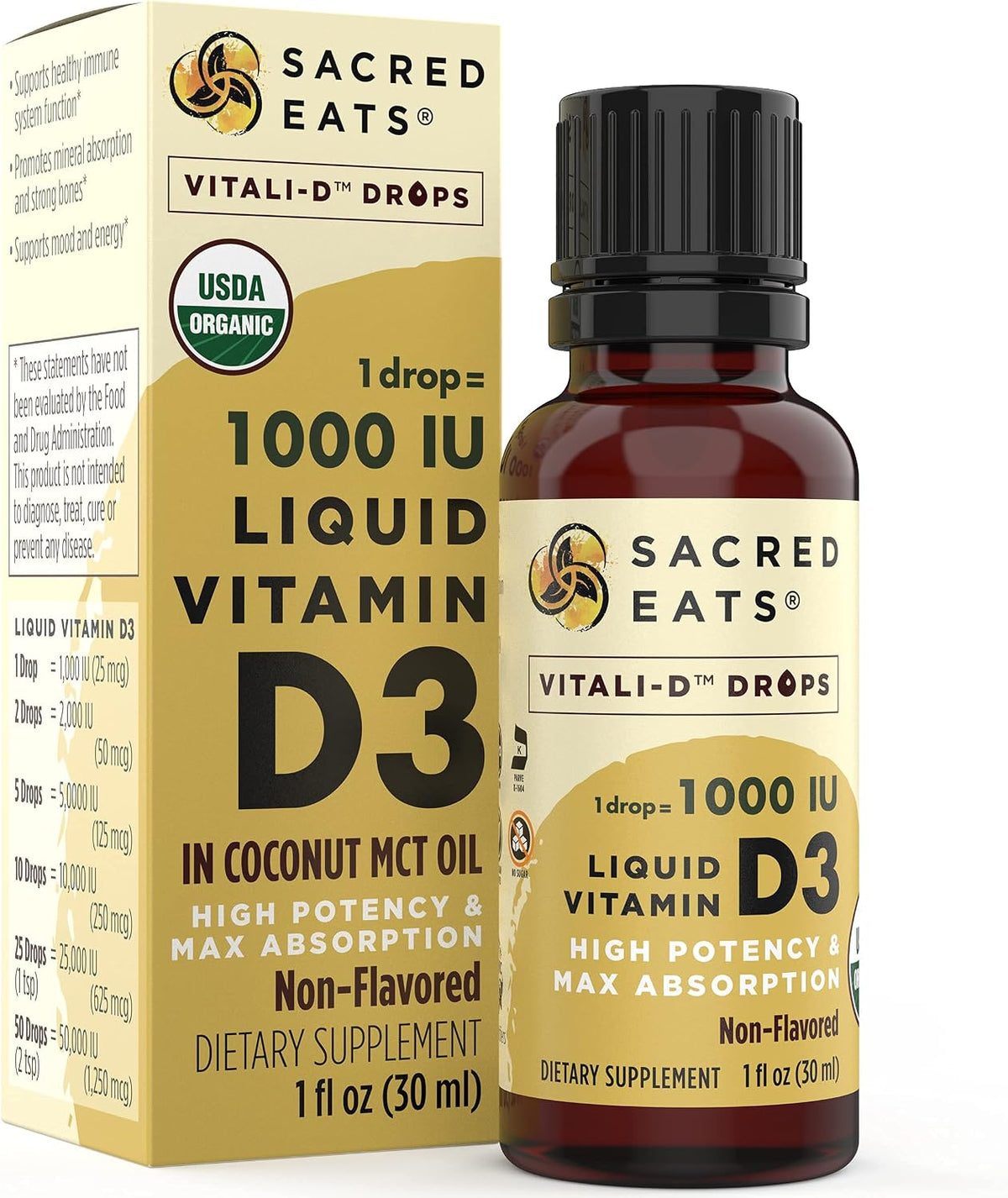 Organic Liquid Vitamin D Drops – 1,000 IU per Drop, Sugar Free, Flavourless - görsel 7