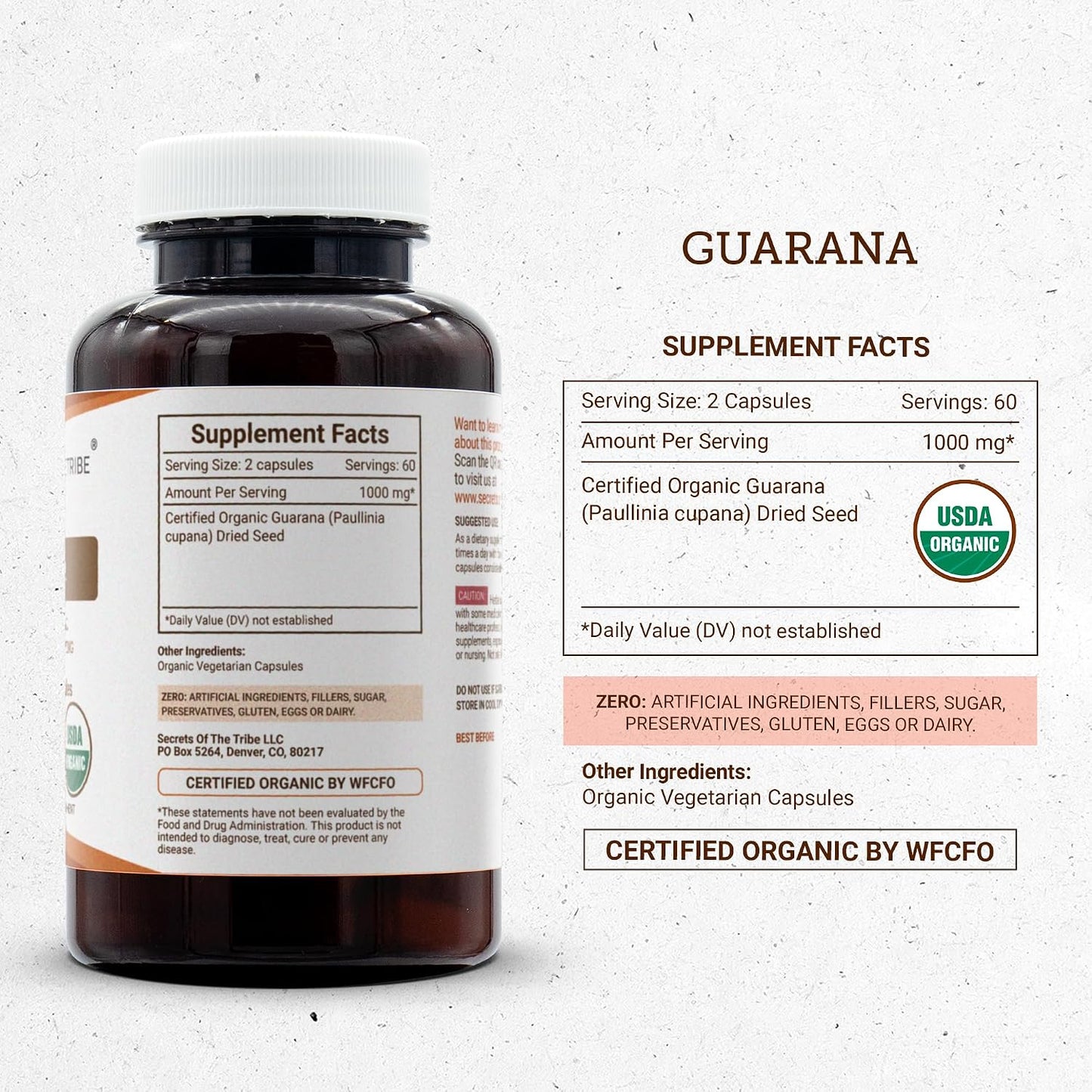Secrets of the Tribe Guarana Organic Capsules - 120 Count - görsel 4
