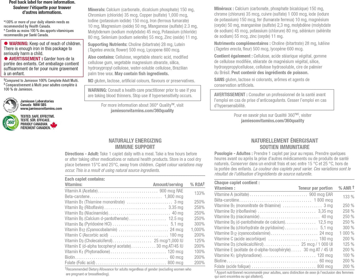 Jamieson 100% Complete Multivitamin Max Strength Formulation, 115 Caplets - görsel 5
