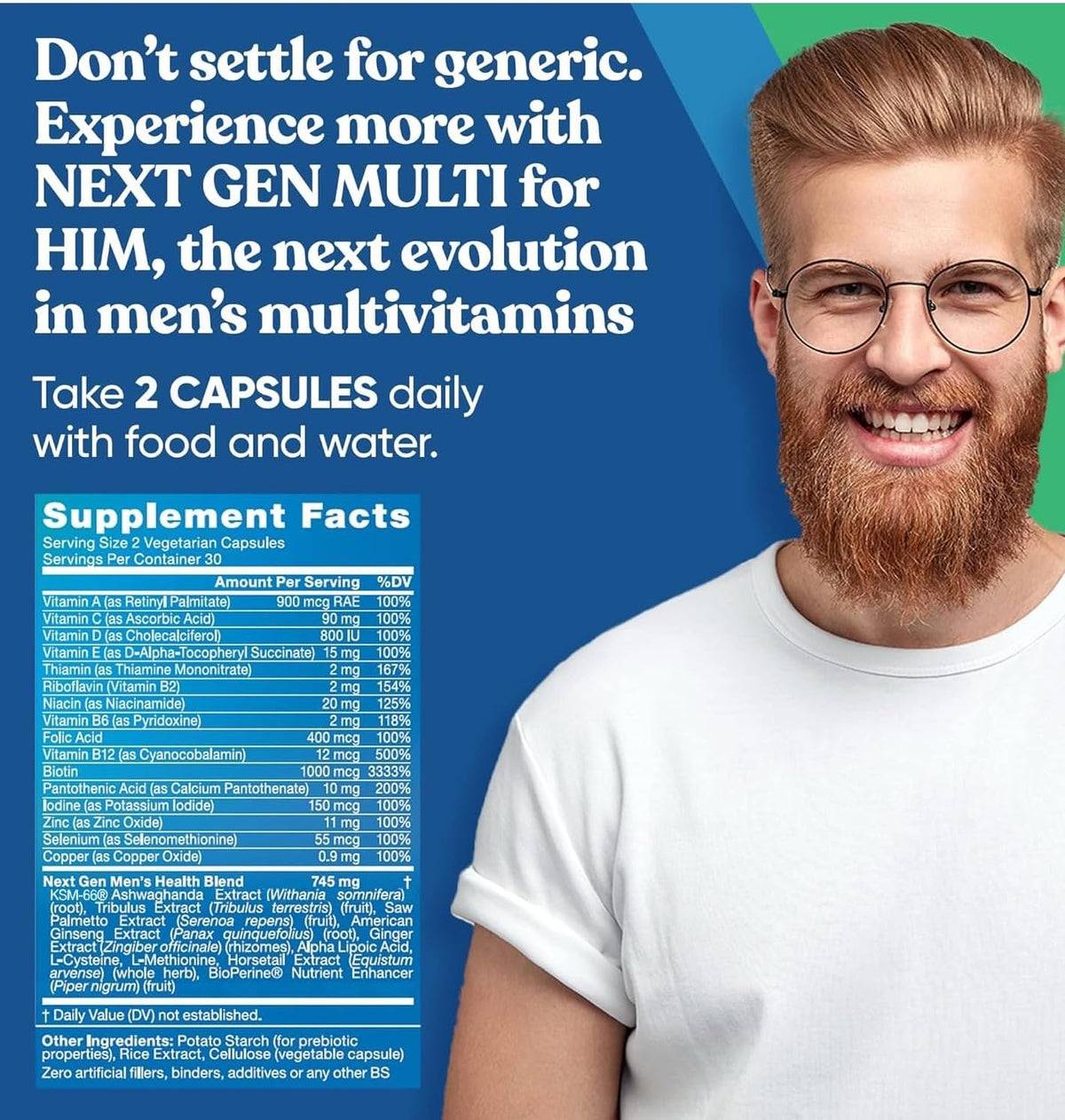 Next Gen Multi for Him Advanced Men’s Multivitamin – 26-in-1 Multiblend – 60 Vegetarian Capsules - görsel 3