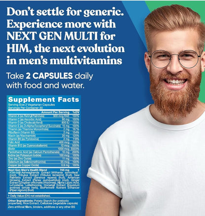 Next Gen Multi for Him Advanced Men’s Multivitamin – 26-in-1 Multiblend – 60 Vegetarian Capsules