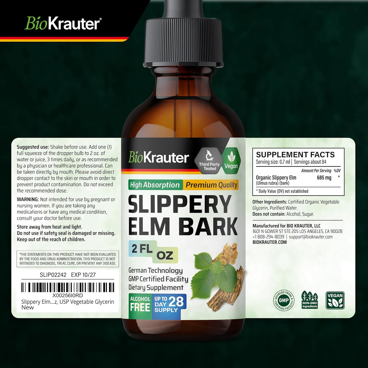 Slippery Elm Bark Tincture – Pure Liquid Drops for Digestive & Respiratory Health - görsel 8