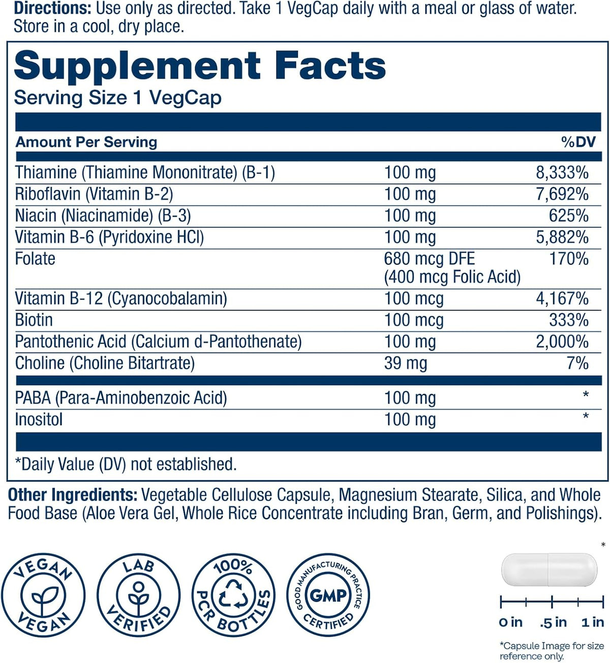 SOLARAY Vitamin B Complex 100mg | All 8 Essential B Vitamins for Energy & Nerve Support | Vegan, 50 Servings - görsel 2