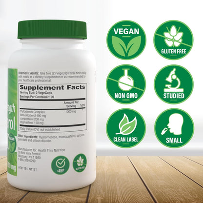 Health Thru Nutrition Ultra Strength Beta Sitosterol | 1,000mg Phytosterols Complex 400mg Beta | Non-GM Vegan (180 Capsules)