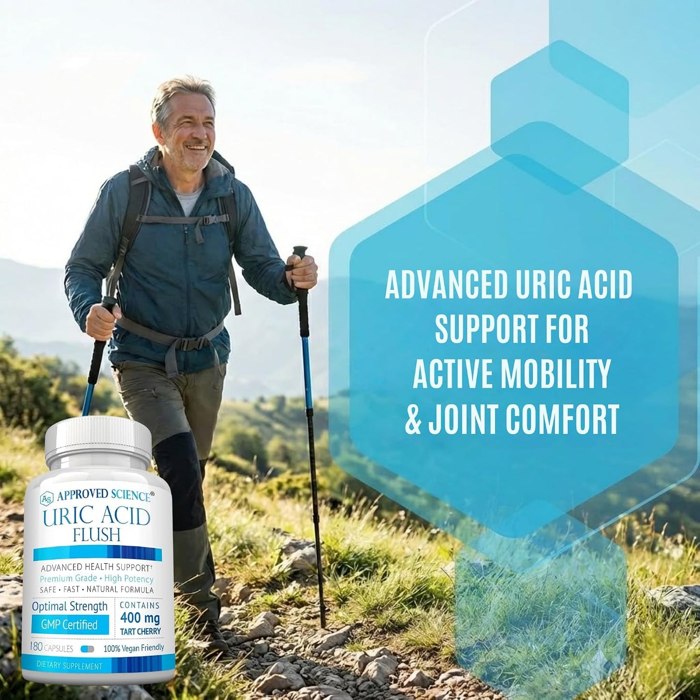 Approved Science Uric Acid Flush Supplement - Tart Cherry, Turmeric, Milk Thistle - Joint Support & Active Mobility - Made in USA - Vegan - 180 Capsules - 3 Month Supply - görsel 2