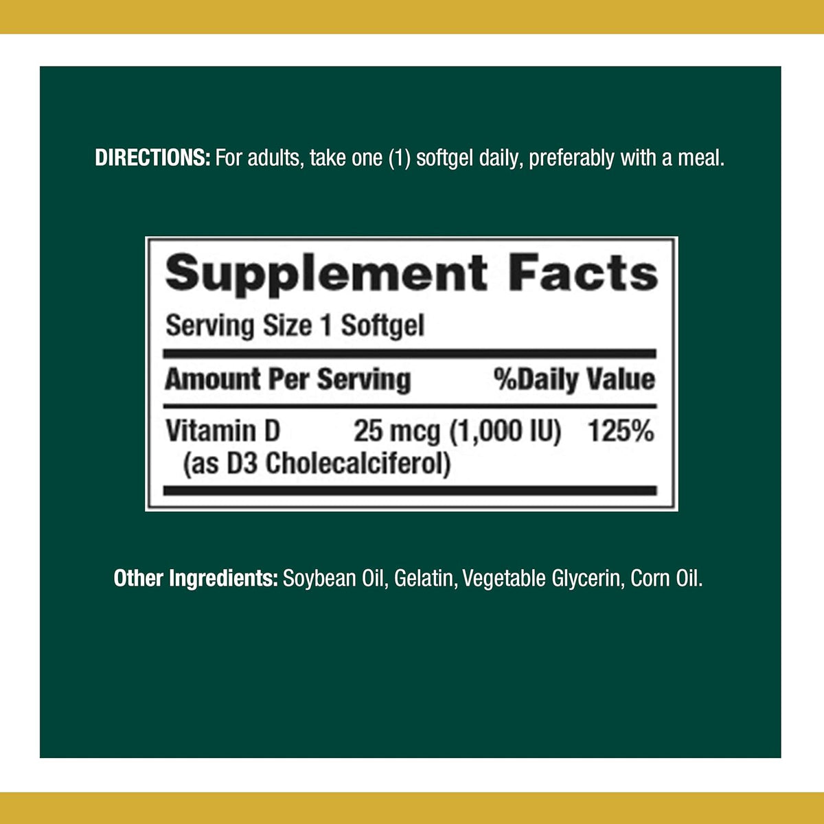 Nature's Bounty Vitamin D3 1000 IU Softgels, 350 Count - görsel 2
