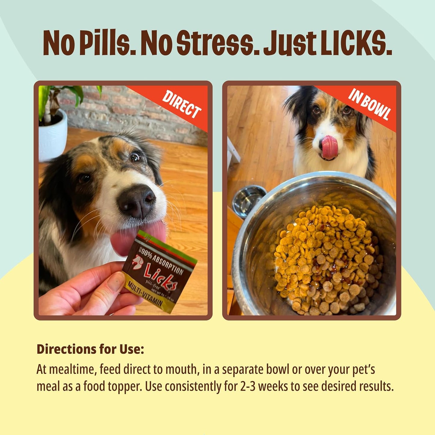 Licks Multivitamin - Daily Nutritional Support for Puppies, Adults & Seniors - Canine Multivitamin with Calcium, Vitamin A, D, E & B12 - Pill-Free Gel Packets - 30 Packets - görsel 6
