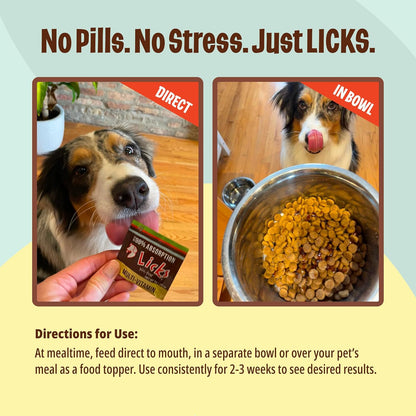 Licks Multivitamin - Daily Nutritional Support for Puppies, Adults & Seniors - Canine Multivitamin with Calcium, Vitamin A, D, E & B12 - Pill-Free Gel Packets - 30 Packets