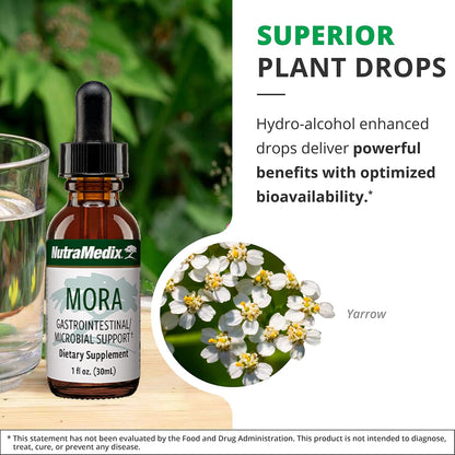NutraMedix Mora Yarrow Extract – Yarrow Flower, Blackberry Leaves and Capirona Bark Extract for Digestive Health, Gut Support and Healthy Inflammatory Response (1 oz / 30 ml)