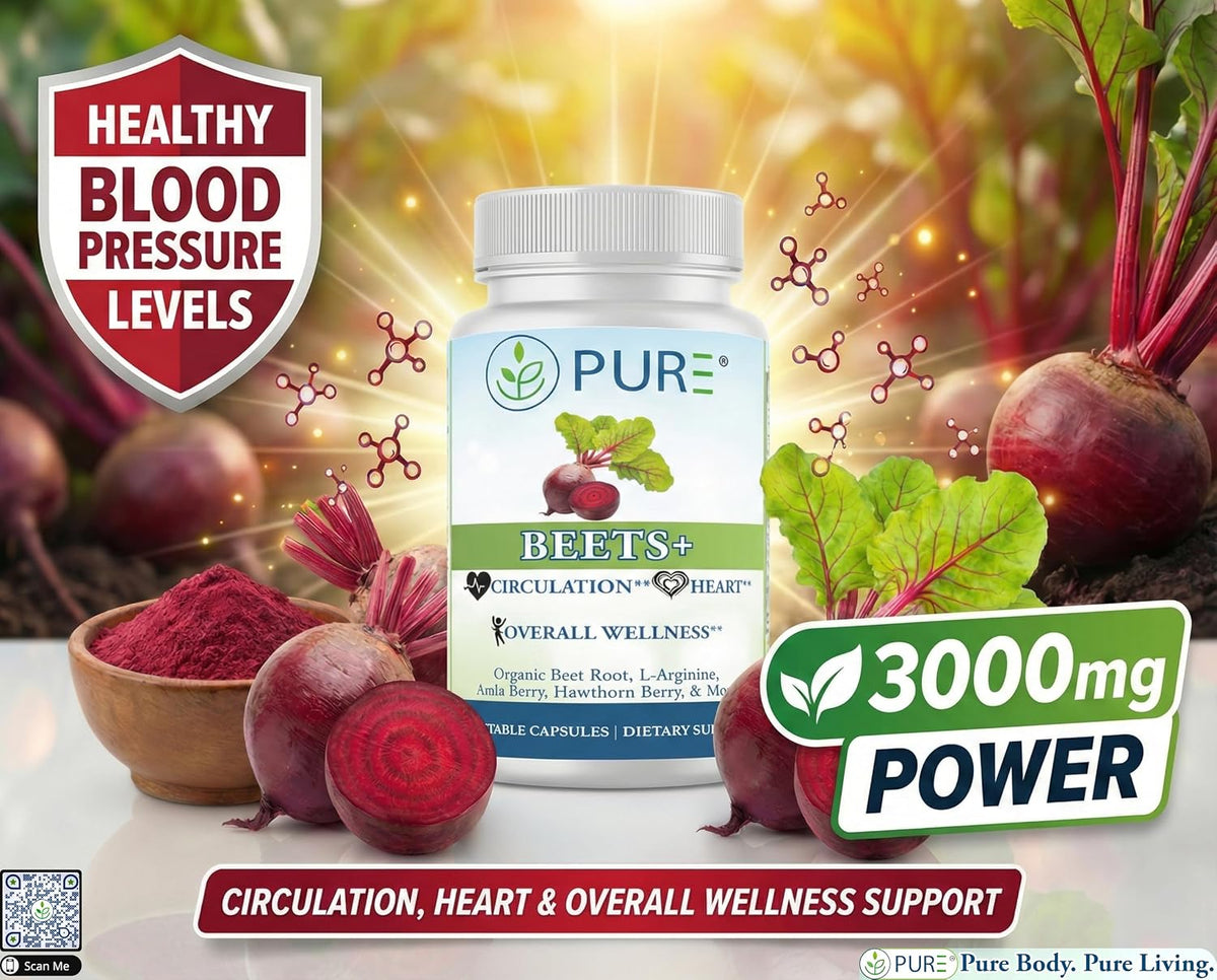 PURE® Beets+ Organic Beetroot Capsules – 900mg – 90 Count - görsel 2