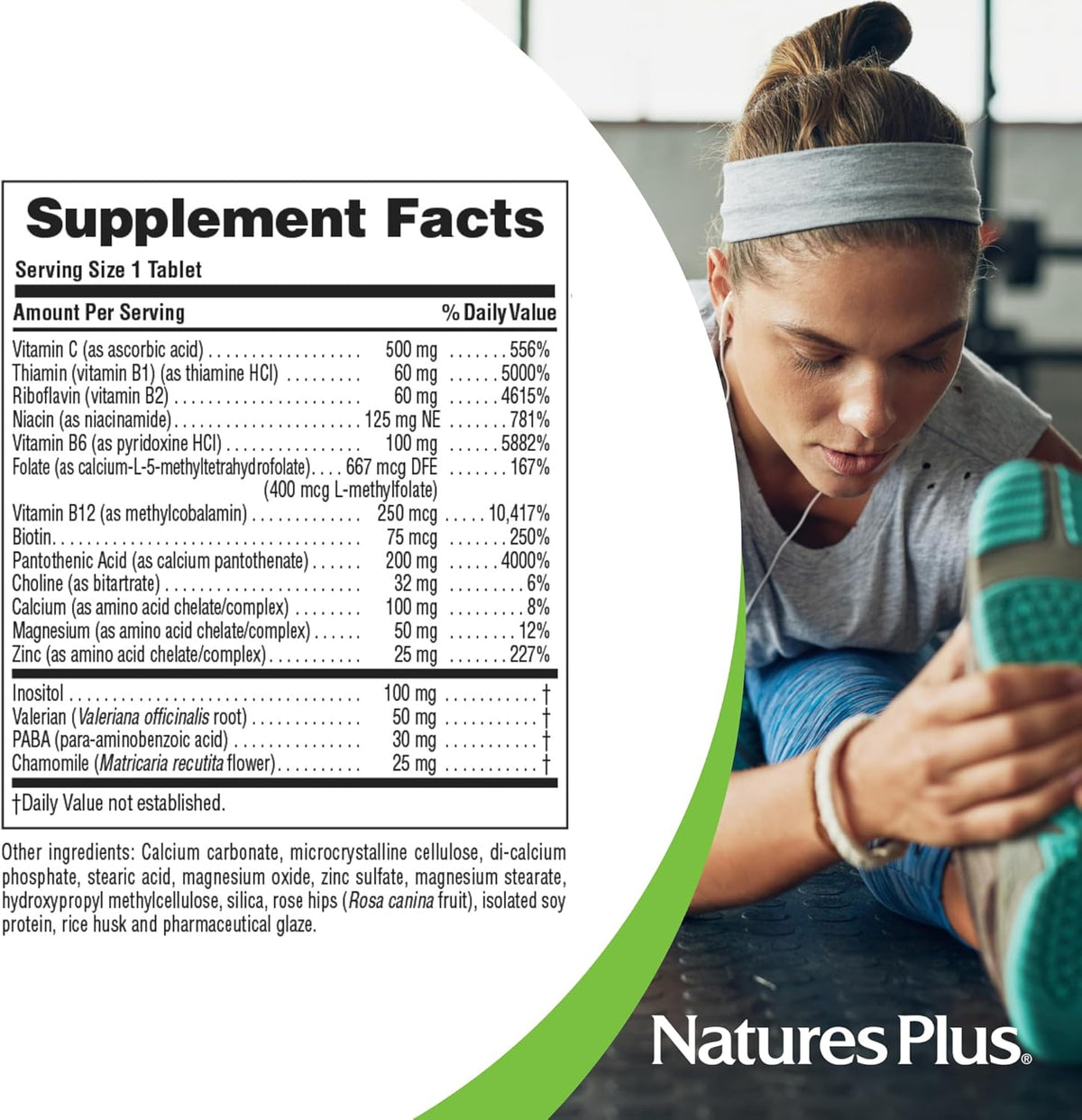 NaturesPlus Mega-Stress Complex – Sustained Release B Complex with Vitamin C, Chamomile and Herbs, 90 Vegetarian Tablets - görsel 5