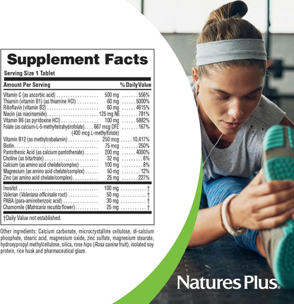 NaturesPlus Mega-Stress Complex – Sustained Release B Complex with Vitamin C, Chamomile and Herbs, 90 Vegetarian Tablets