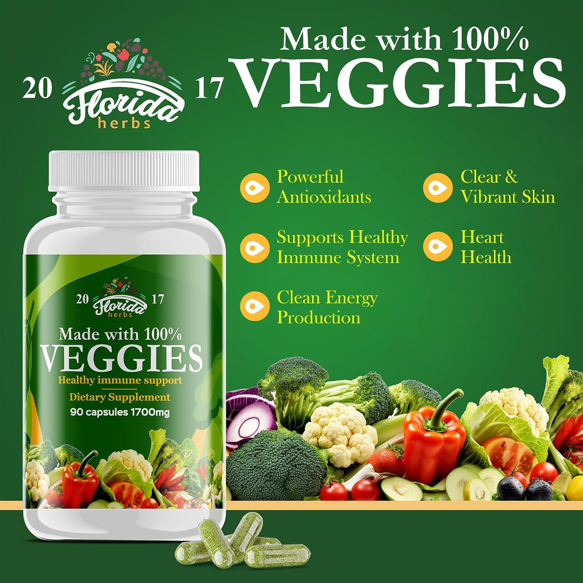 Fruits & Vegetables Supplement – 90 Fruit + 90 Veggie Capsules, Organic & Vegan (2-Pack) - görsel 3