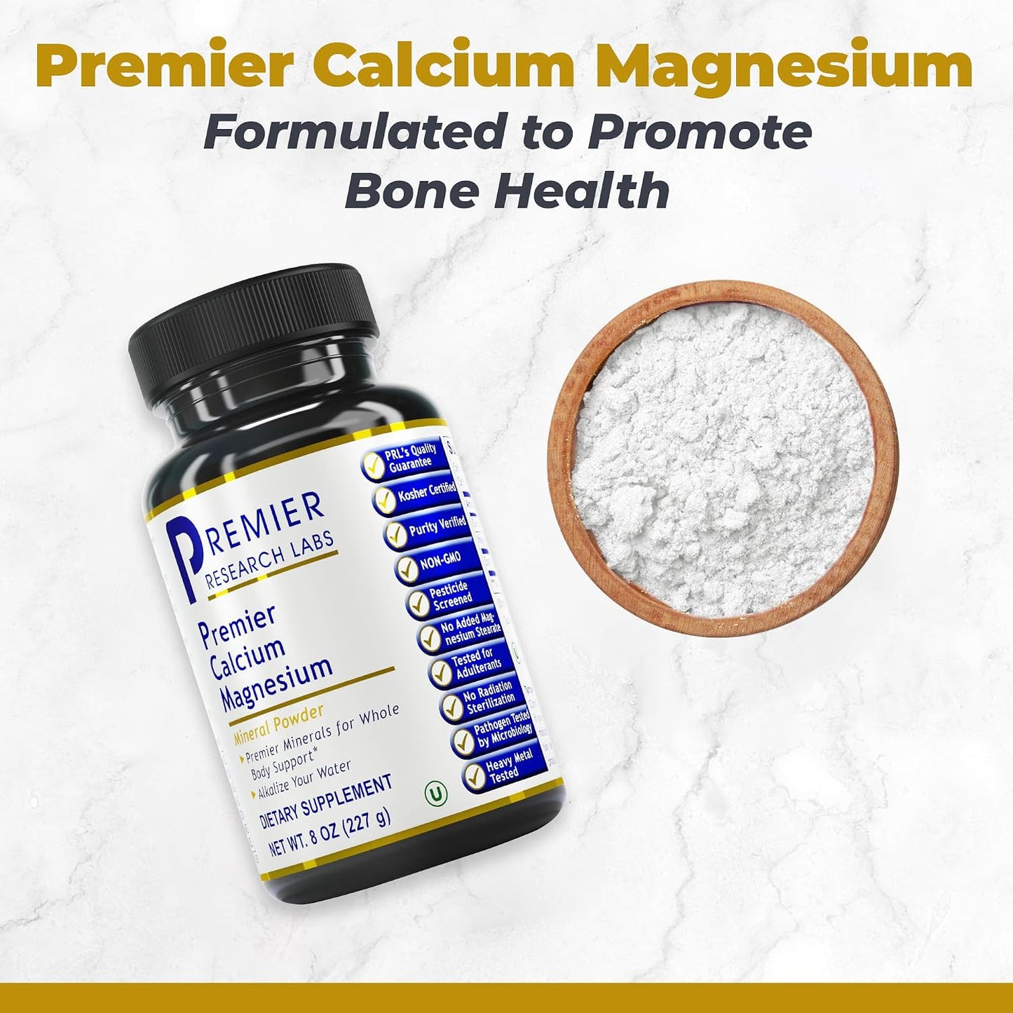 Premier Research Labs Calcium Magnesium Powder - Natural Coral Calcium Powder for Bone Health, Mix with Water for Alkaline pH Balance - 8 oz - görsel 2