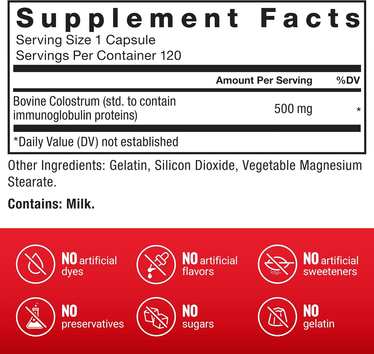 Force Factor Bovine Colostrum Capsules, 120 Capsules - görsel 5