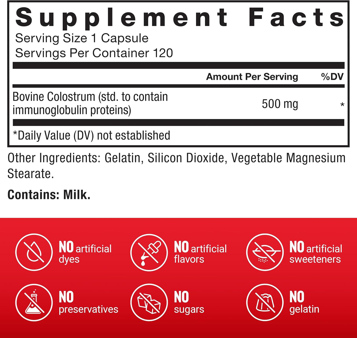 Force Factor Bovine Colostrum Capsules, 120 Capsules - görsel 5