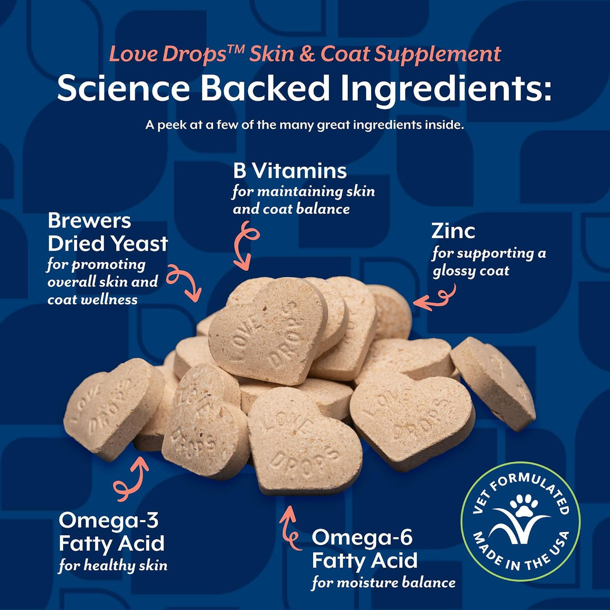 NaturVet Love Drops Plus Omegas Skin & Coat Supplement for Dogs and Cats – Peanut Butter Flavour, 200 Chewable Tablets - görsel 5