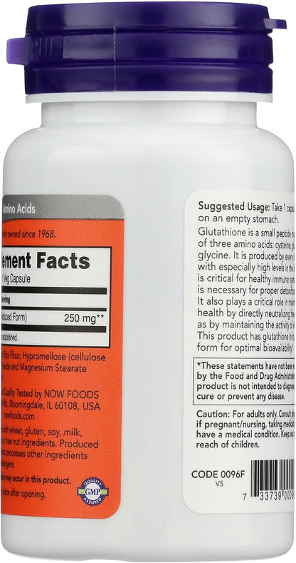 NOW Foods Glutathione 250 mg (60 Capsules)