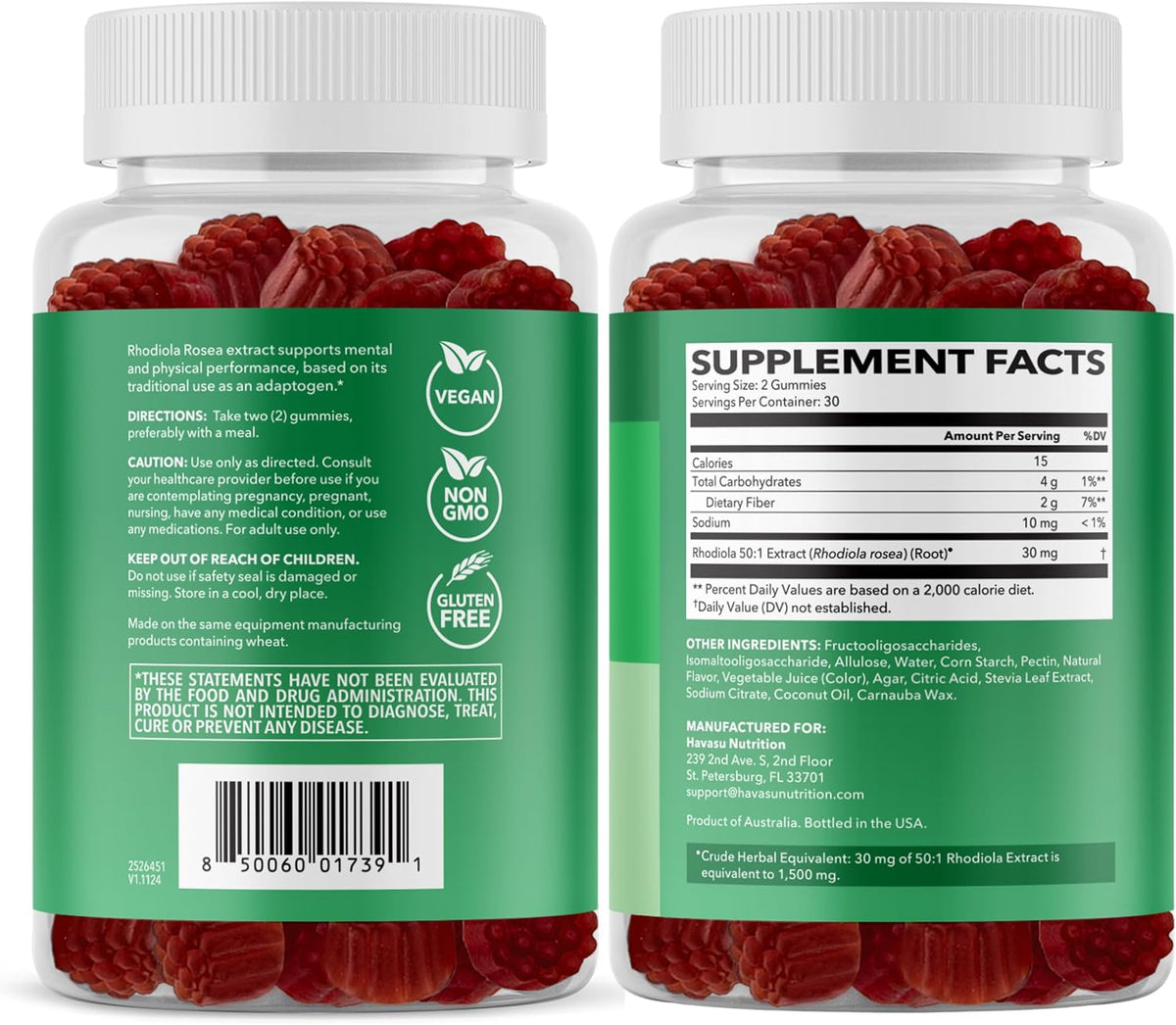 Rhodiola Rosea Gummies - Sugar Free Rhodiola Supplement - Adaptogen for Mental Clarity and Physical Performance - 60 Count - Vegan, Non-GMO and Gluten-free - Mixed Berry Flavour - görsel 9